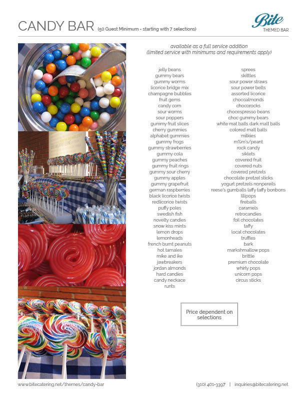 Candy Bar Bite Catering Los Angeles